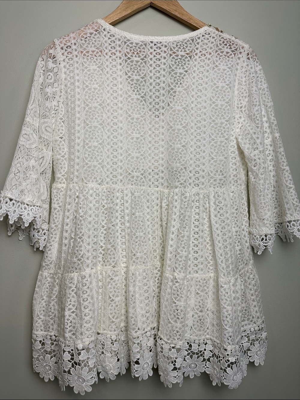 Italy made Embroidered White Lace Peasant Top floral boho hippie daisy feminine - Picture 9 of 10